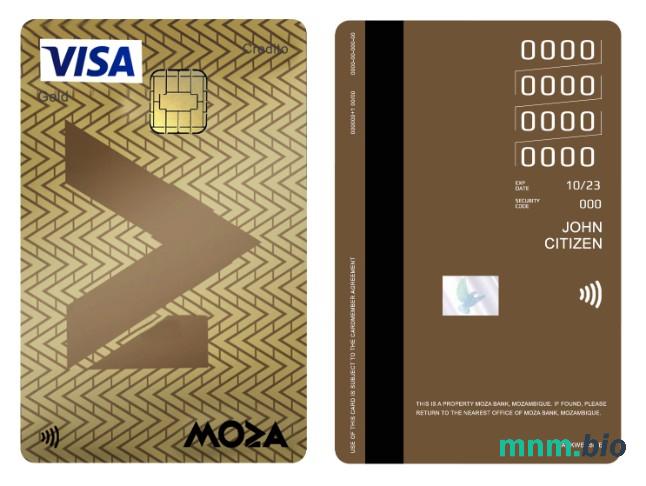 Mozambique Moza Bank visa złoto credit vertical karta przykład w formacie PSD
